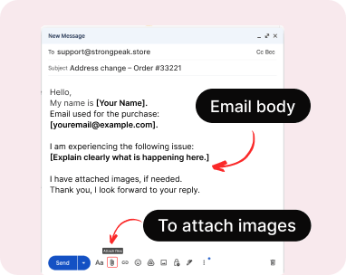 Screenshot showing email body